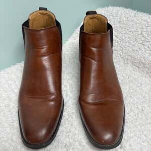 Men's Ankle Dress Boots Slip On Round Toe Leather Chelsea Jaxson B1851 Size 12